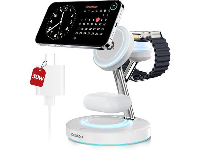 3 in 1 Wireless Charging Station for Apple Mag-Safe Charger, 15W Fast Magnetic Mag-Safe Charger Stand for iPhone 15 14 13 12 Series Apple Watch...