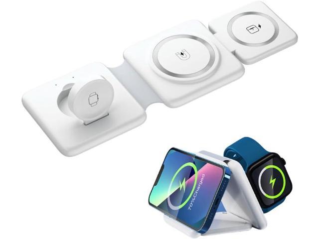 Wireless Charging Station 3 in 1 Foldable Magnetic 15W Travel Multiple Devices Fast Charger for iPhone 15/14/13/12 series, AirPods 3/2/Pro/Pro2,...