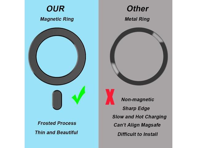 2 Pack Magnetic Adapter Ring, Universal Magnet Sticker Compatible with Magsafe Accessories & Wireless Charging for iPhone 15/14/13/12 Pro Max Mini,...