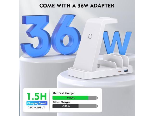Wireless Charger for iPhone - 5 in 1 Charging Station for Multiple Devices Apple: Fast Wireless Charging Stand Dock for iPhone 15 14 13 12 Pro Max...