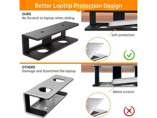 2 Pack Under Desk Laptop Mount with Anti-Scratch Felt Board, Holder Tray, Durable Shelf for Keyboard Storage