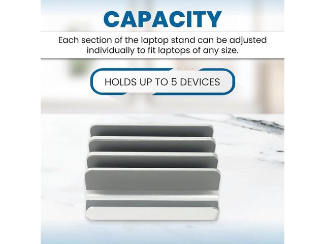 Multiple Laptop Holder Adjustable Laptop Stand Holds 5 Devices, Fits All MacBooks Laptops Tablets and Mobiles (up to 17.3'), Closed Upright...