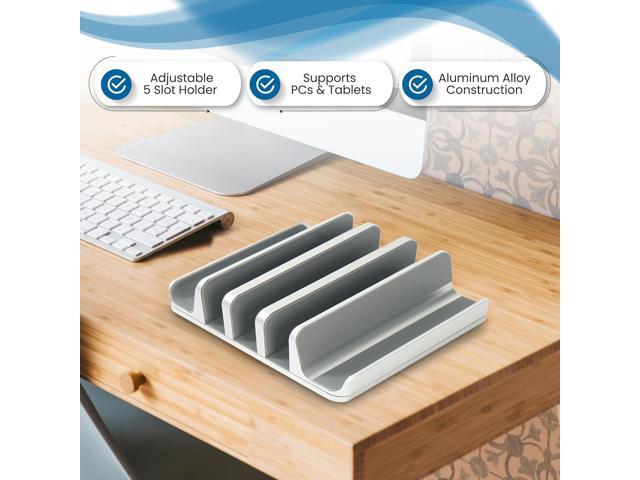 Multiple Laptop Holder Adjustable Laptop Stand Holds 5 Devices, Fits All MacBooks Laptops Tablets and Mobiles (up to 17.3'), Closed Upright...