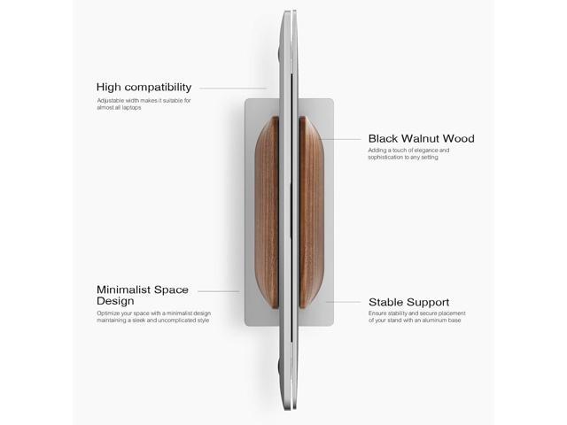 UPERGO Vertical Laptop Stand for Desk, Laptop Holder to Dock MacBook, MacBook Pro and Other Laptops, Black Walnut Wood
