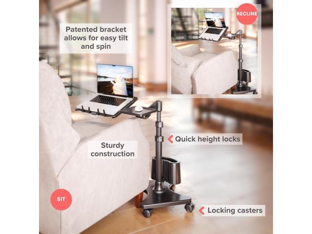 LEVO G2 Deluxe Adjustable Laptop Stand Rolling Computer Desk & Ergonomic Table for Bed, Sofa, or Office Portable Mobile Workstation with Tilt ...