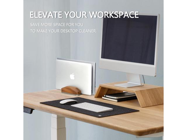 GEVO Dual Laptop Holder Vertical Laptop Stand, Natural Wood, Adjustable Dock, Wooden Laptop Stand, Vertical Laptop Holder for Desk, Widen Dock Fits...