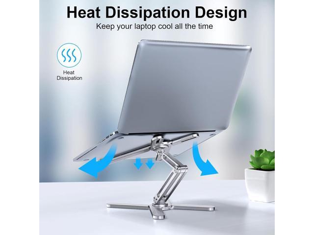 Adjustable Laptop Stand with 360 Rotating Base, Aluminum Laptop Riser for Desk Foldable, Ergonomic Notebook Stand Holder Compatible with iPad and...