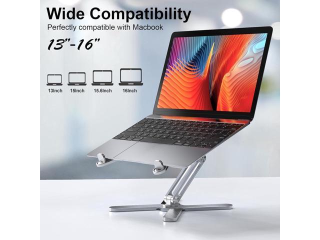 Adjustable Laptop Stand with 360 Rotating Base, Aluminum Laptop Riser for Desk Foldable, Ergonomic Notebook Stand Holder Compatible with iPad and...