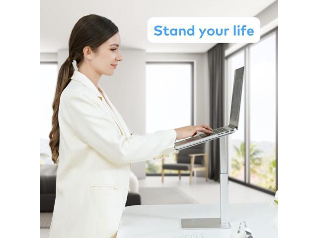Laptop Stand for Desk, Ergonomic Aluminum Laptop Stand Adjustable Height from 7-15', Sitting and Standing Laptop Riser for 10-17' Notebook (Silver)