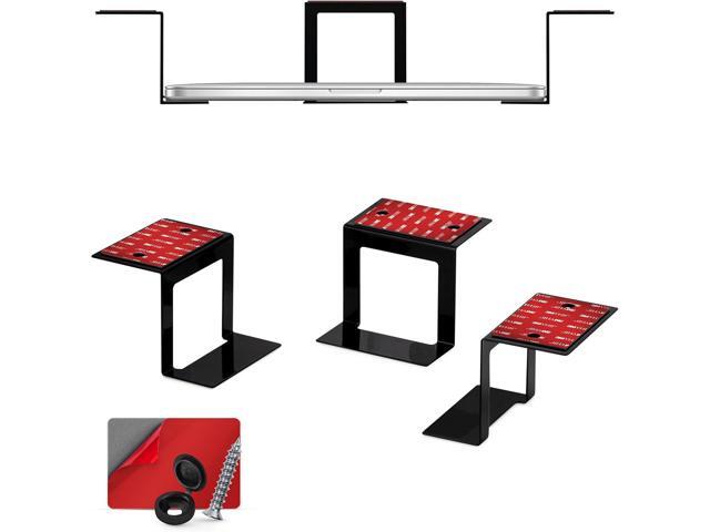 3 Metal Under Desk Laptop, Cable Box & Router Holder Mount, Adhesive & Screw In, Holds upto 3' Devices Like Small Computers, Macbook, Surface,...