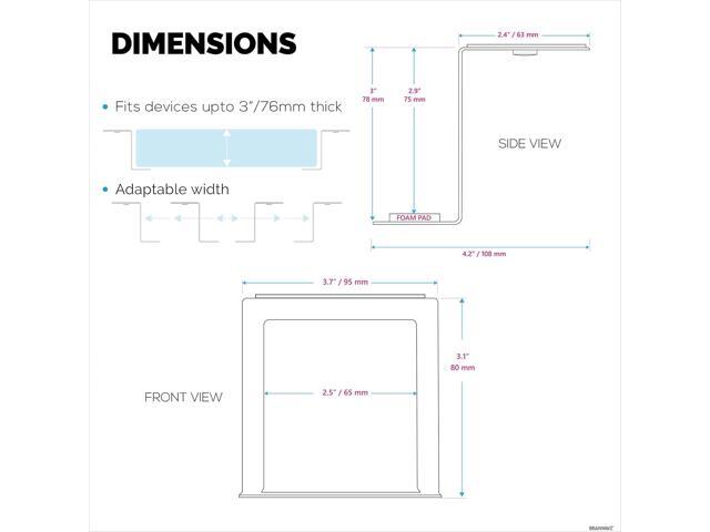 3 Metal Under Desk Laptop, Cable Box & Router Holder Mount, Adhesive & Screw In, Holds upto 3' Devices Like Small Computers, Macbook, Surface,...