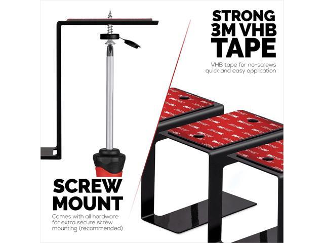 3 Metal Under Desk Laptop, Cable Box & Router Holder Mount, Adhesive & Screw In, Holds upto 3' Devices Like Small Computers, Macbook, Surface,...