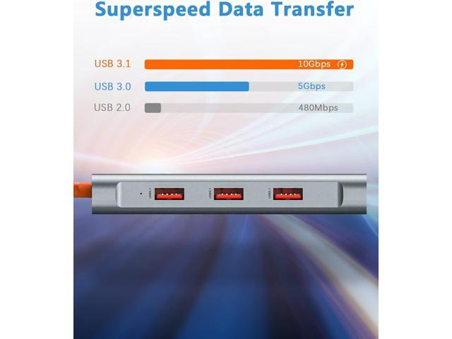 Tiergrade USB C Hub, USB C Adapter to 3 USB 3.1 and 1Gbps Ethernet, USB 3.1 Hub with 10Gbps SuperSpeed for MacBook Pro/Air, iMac, iPad Pro, Dell,...