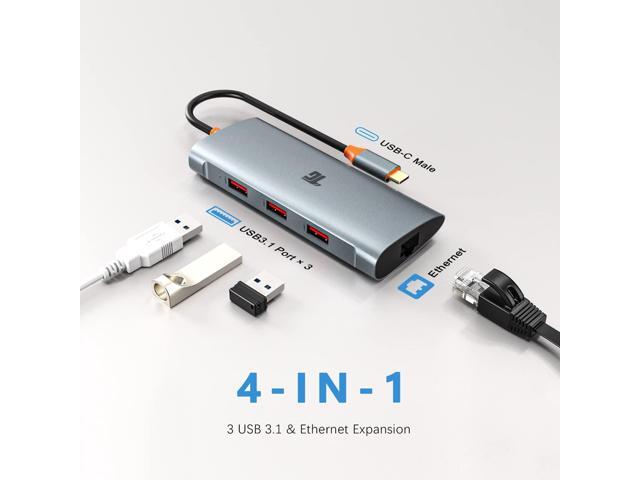 Tiergrade USB C Hub, USB C Adapter to 3 USB 3.1 and 1Gbps Ethernet, USB 3.1 Hub with 10Gbps SuperSpeed for MacBook Pro/Air, iMac, iPad Pro, Dell,...