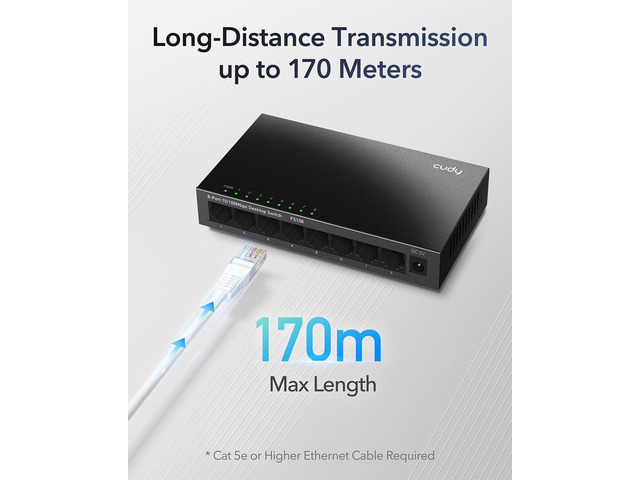 Cudy GS108 8 Port Gigabit Unmanaged Ethernet Network Switch, Ethernet Splitter Plug & Play Fanless Metal Design Shielded Ports Traffic Optimization
