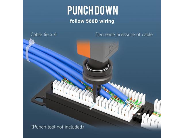 iwillink 24-Port Cat6 Patch Panel, 10Gbps RJ45 Keystone Network Panel for Rackmount or Wall Mount, Ideal for Gigabit Ethernet Connections