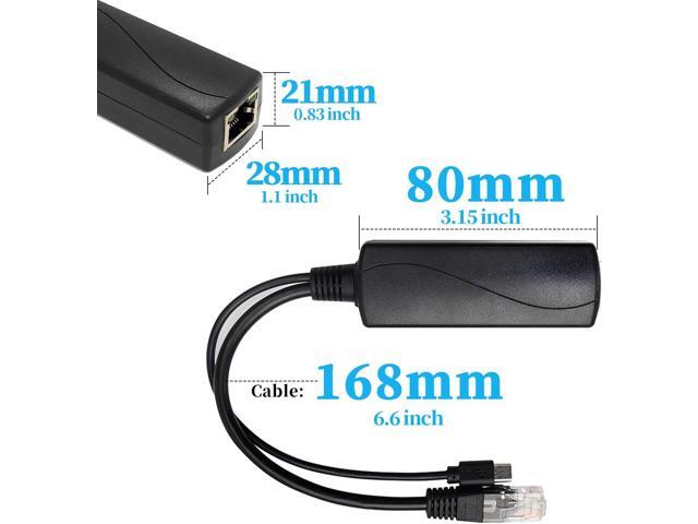 2.5G Type C PoE Splitter 5V/4A, 48V PoE to USB-C 5V/4A 20W Output, 2.5Gbps Ethernet Comply IEEE802.3af/at, Plug and Play for Smart Home/Pi 4B/4B+...