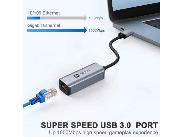 USB to Ethernet Adapter, Vilcome USB 3.0 to 100/1000 Gigabit Ethernet LAN Network Adapter, Driver Free RJ45 Internet Adapter Compatible with...