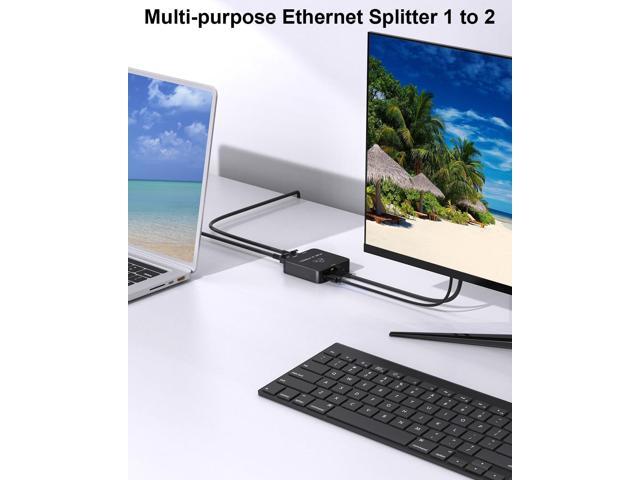 Ethernet Splitter 1 to 2 Out with Cat 6 Ethernet Cable, 1000Mbps High Speed, RJ45 Splitter, Gigabit Internet Splitter Connector for Cat 5/5e/6/7/8...