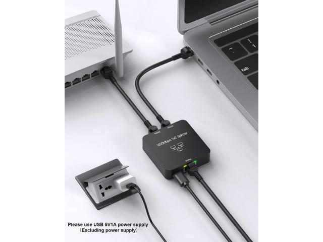 Ethernet Splitter 1 to 2 Out with Cat 6 Ethernet Cable, 1000Mbps High Speed, RJ45 Splitter, Gigabit Internet Splitter Connector for Cat 5/5e/6/7/8...
