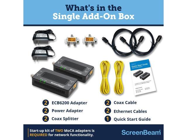 Screenbeam Bonded MoCA 2.0 Network Adapter for High Speed Internet, Ethernet Over Coax - Starter Kit (Model: ECB6200K02)