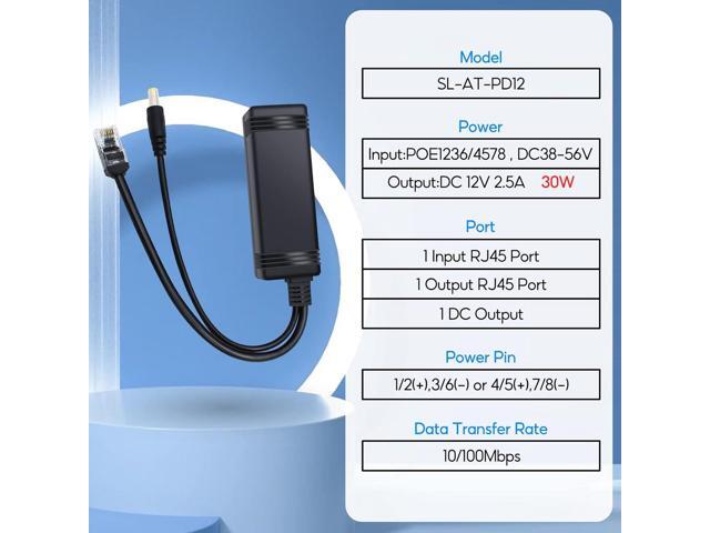 Upgrade SODOLA 30W PoE Splittler, 12V 2.5A Output,IEEE 802.3af/at Standard, Power Over Ethernet Active Splitter Adapter for Security Camera CCTV...