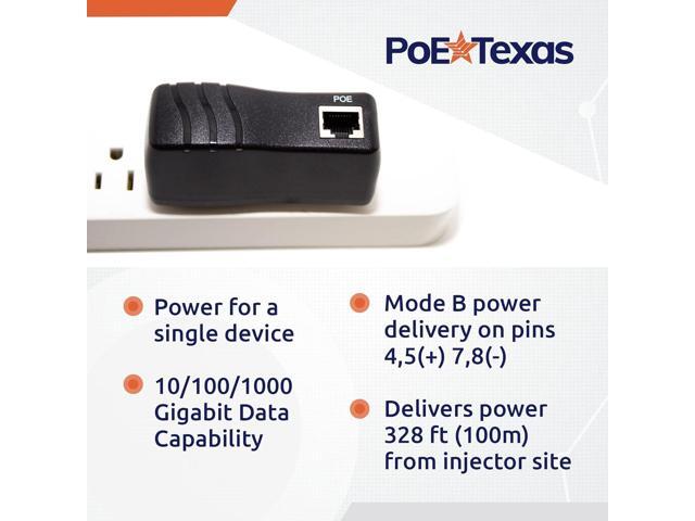 Poe Texas PoE Injector - Single Port Power Over Ethernet Passive PoE Adapter - UL Rated with Integrated 48V 15W Power Supply - 10/100/1000 Gigabit...