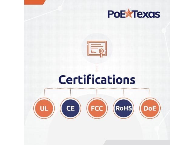 Poe Texas PoE Injector - Single Port Power Over Ethernet Passive PoE Adapter - UL Rated with Integrated 48V 15W Power Supply - 10/100/1000 Gigabit...