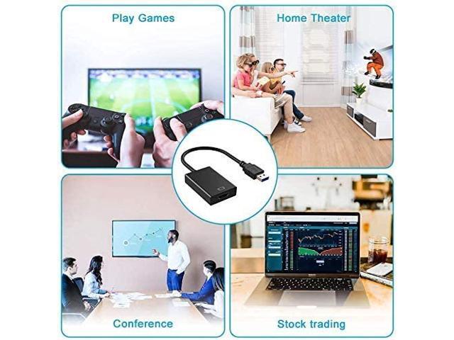 USB to HDMI Adapter, 1080P HD Audio Video Converter,USB 3.0/2.0 to HDMI Multiple Monitors Cable Compatible with Windows XP 7/8 / 8.1/10 for PC...