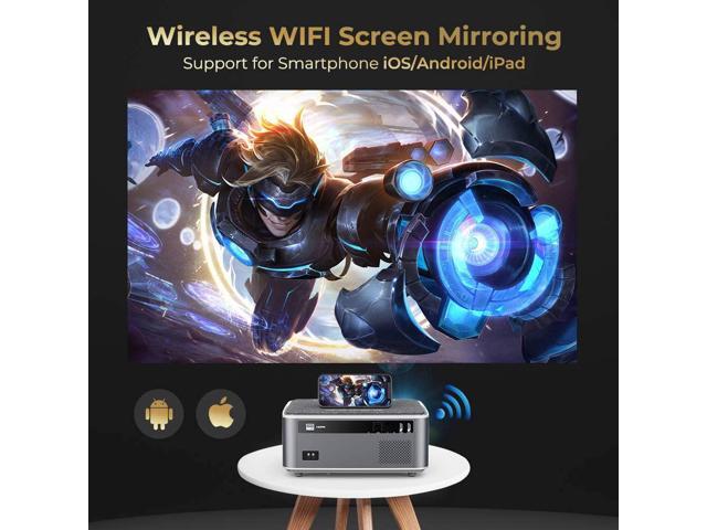 DBPOWER Native 1080P WiFi Projector, Upgrade 12000L 450 ANSI Full HD Outdoor Movie Projector, Support 4K+4P+4D Keystone/Zoom/PPT, 300' Portable...