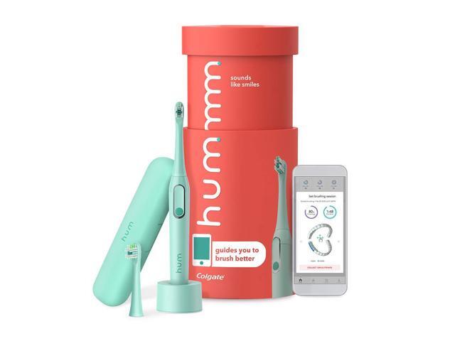 hum by Colgate Smart Electric Toothbrush Kit, Rechargeable Sonic Toothbrush with Travel Case & Bonus Replacement Brush Head, Teal