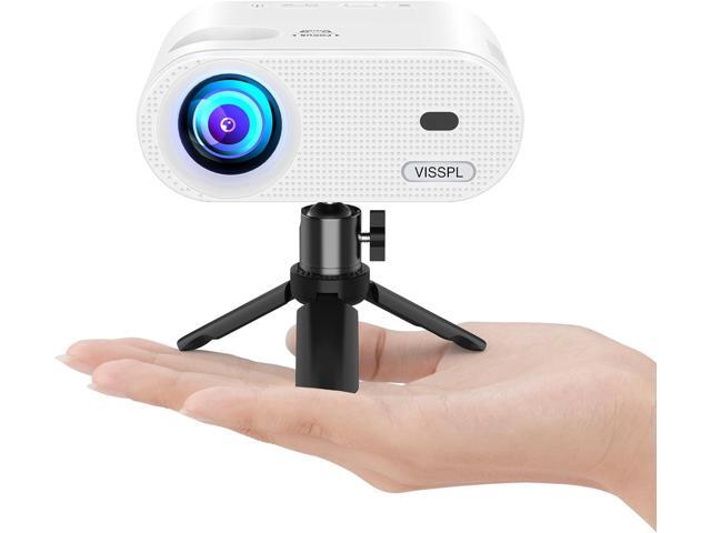 Mini Projector, VISSPL Full HD 1080P Video Projector, Portable Outdoor Projector with Tripod, Kids Gift, Home Theater Movie Phone Projector.