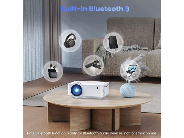 Projector, 1080P Bluetooth Mini Projector with 100 Projector Screen, 9500 LUX Portable Outdoor Movie Projector for Phone, Compatible with...