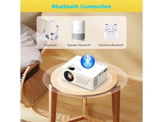 Mini Bluetooth Projector 9500 Lumens, Full HD 1080P Supported Portable Outdoor Movie Projector for iOS, Android, Windows, Compatible with TV...