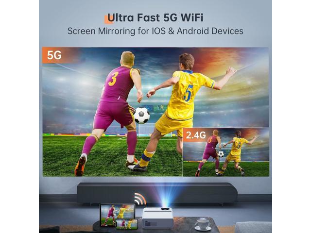 Mini Projector with 5G WiFi and Bluetooth W/ Tripod & Bag, ALVAR 9000 Lumens Portable Outdoor Movie Projector 240' Display & 1080P Supported,...