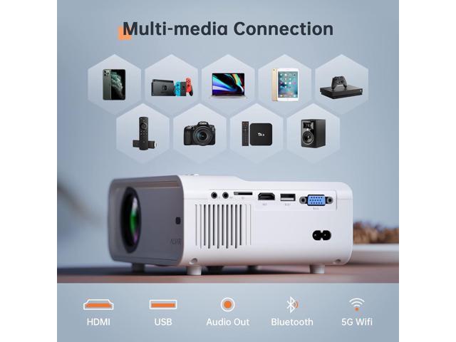 Mini Projector with 5G WiFi and Bluetooth W/ Tripod & Bag, ALVAR 9000 Lumens Portable Outdoor Movie Projector 240' Display & 1080P Supported,...