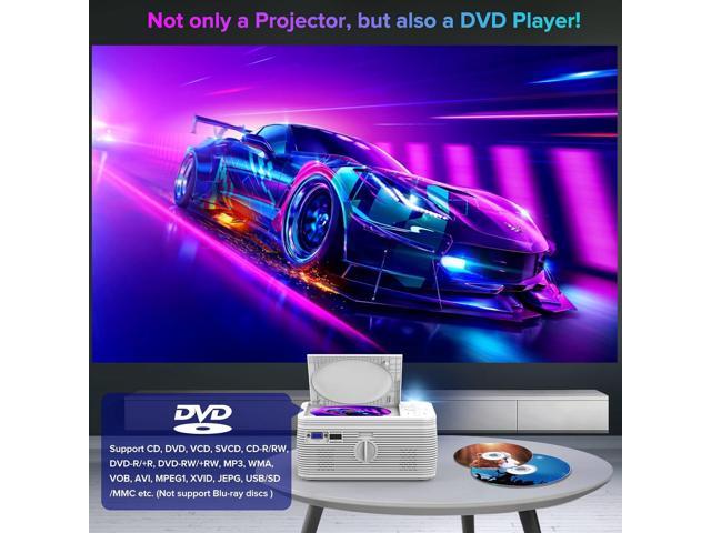 BIGASUO HD 9000L Bluetooth Projector Built in DVD Player, Mini Projector 1080P and 250Supported with Tripod/ Carry Bag, Projector Compatible w/ TV...