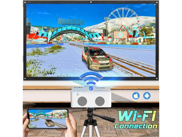 Mini WiFi Projector, 1080P HD Portable Projector with 9500 Lumen, Outdoor Movie Projector for Smartphone, Compatible with iOS/Android/PC/TV...