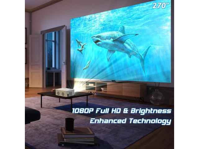 Mini WiFi Projector, 1080P HD Portable Projector with 9500 Lumen, Outdoor Movie Projector for Smartphone, Compatible with iOS/Android/PC/TV...