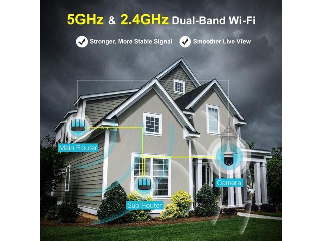 SYMYNELEC 5GHz/2.4GHz Light Bulb Security Camera Outdoor Waterproof 2.5K, Dual-Band WiFi Light Socket Security Camera with AI Human Motion...