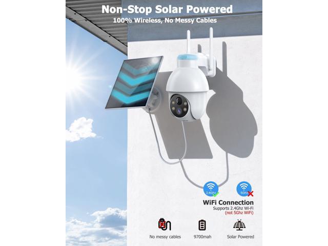 Security Camera Wireless Outdoor, 2K Solar Security Camera,Battery Powered 360°PTZ Outdoor Camera,Color Night Vision,2-Way Audio,PIR Motion...