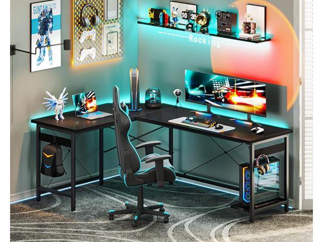 66' L Shaped Gaming Desk, Corner Computer Desk, Sturdy Home Office Computer Table, Writing Desk, Larger Gaming Desk Workstation, Black