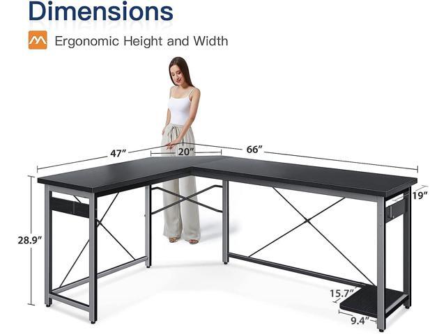 66' L Shaped Gaming Desk, Corner Computer Desk, Sturdy Home Office Computer Table, Writing Desk, Larger Gaming Desk Workstation, Black