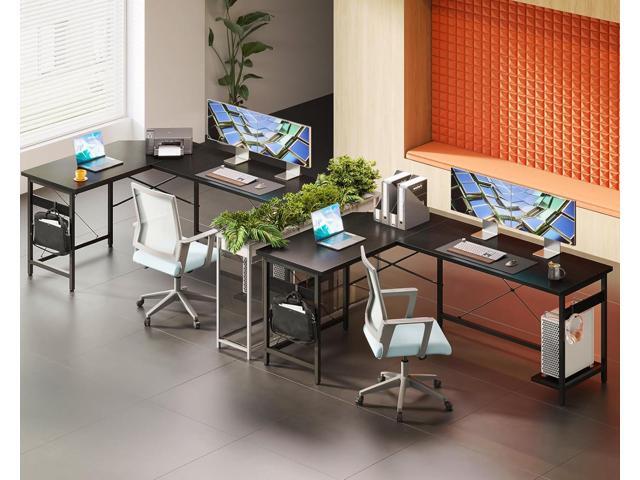 66' L Shaped Gaming Desk, Corner Computer Desk, Sturdy Home Office Computer Table, Writing Desk, Larger Gaming Desk Workstation, Black