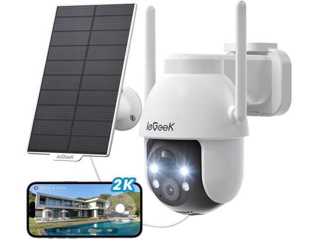 Security Cameras Wireless Outdoor, 2K Solar WiFi Camera for Home Security System, Battery Powered Surveillance Cam with Solar Panel, 360° PTZ Color...