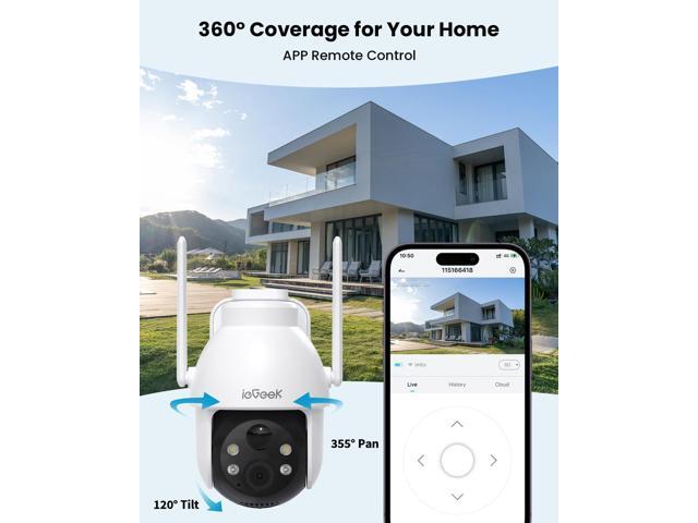 ieGeek Security Cameras Wireless Outdoor, 2K Solar WiFi Camera for Home Security System, Battery Powered Surveillance Cam with Solar Panel, 360°...
