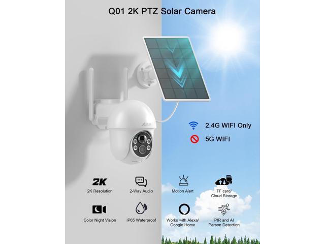 ANRAN 2K Security Camera Wireless Outdoor, Solar Outdoor Camera with 360° View, Smart Siren, Spotlights, Color Night Vision, PIR Human Detection,...