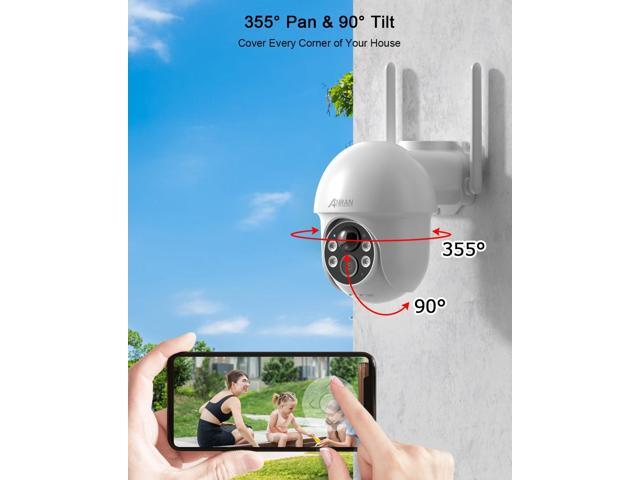 ANRAN 2K Security Camera Wireless Outdoor, Solar Outdoor Camera with 360° View, Smart Siren, Spotlights, Color Night Vision, PIR Human Detection,...