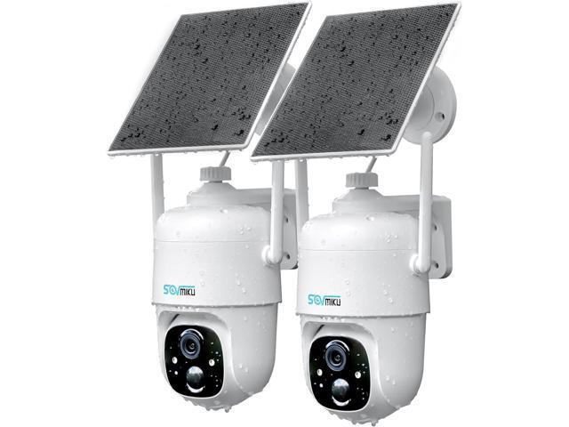 AI 2K Solar Security Camera Wireless Outdoor, Battery Powered Cam, Two Way Audio,PIR Motion Detection, 360° View Pan/Tilt,Easy to Setup,Color Night...