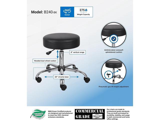 Boss Be Well Armless Medical Spa Professional Stool, Black (B240-BK)